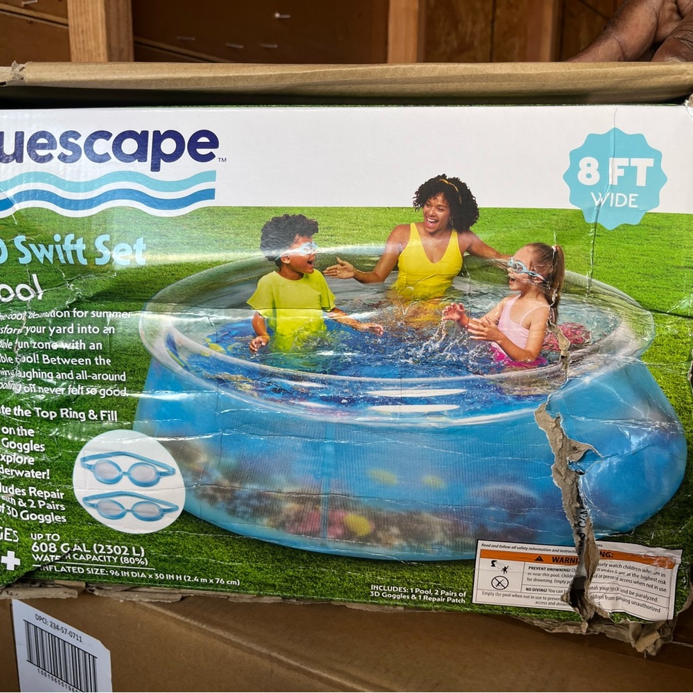 8FT Wide Kids Pool - Blue